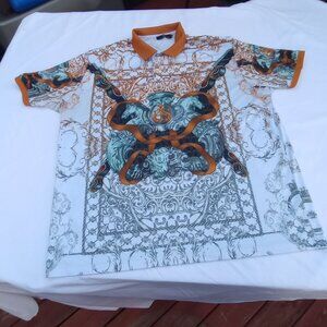 Black Edition 3XL Baroque Polo Shirt – Bold Graphic Print, Luxe Streetwear